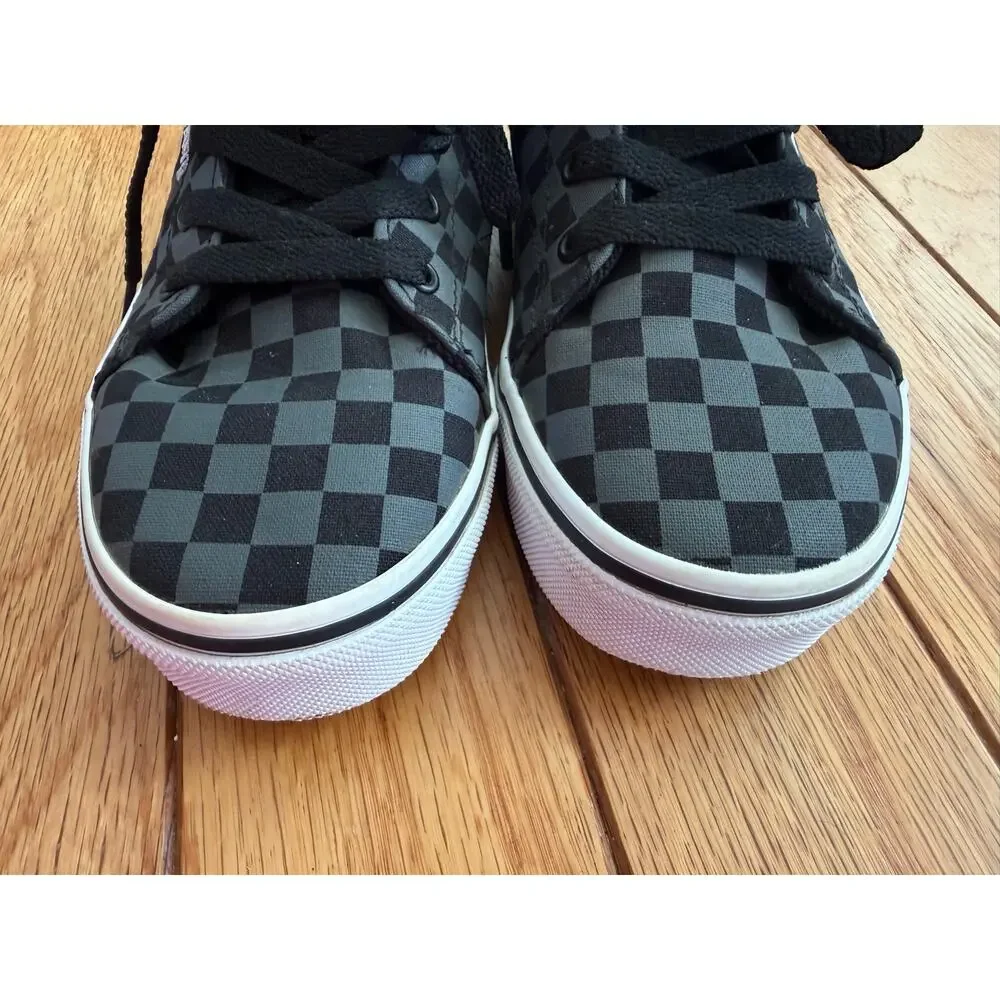 Vans Canvas Seldan Kids Youth Size 3 Black Grey Checkered Low Top Skate Shoes